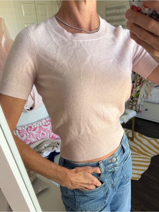 J. Crew Tops - J. Crew Pale Pink NWT Shrunken Short-Sleeve Crop Top 100% Cashmere